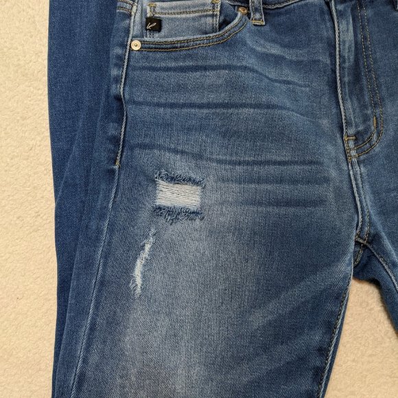 KanCan Meduim Blue Wash Skinny Ankle Distressed Jeans - Size 27 (Juniors 7) - Picture 4 of 12